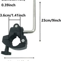 Drum Rack Mounting Clamp with Electronic V-Drum Pad Mount Rod, 10mm Percussion Tom Drum Mount Arm with 36mm Drum Pipe Clamp, Drum Rack Tube Clip Holder Bracket for Electronic Drum Kit - Image 6