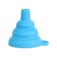 Collapsible Rubber Funnel for Kitchen Use, Food-Grade Foldable Funnel for Liquid and Powder Transfer, Compact and Portable Design, Blue - Image 2