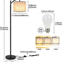 ROTTOGOON Floor Lamp for Living Room with 3 Color Temperatures LED Bulb, Standing Lamp Tall Industrial Floor Lamp Reading for Bedroom, Office (9W LED Bulb, Beige Lampshade Included) -Black - Image 4