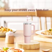 7pcs 10mm Straw Cap Set - Multicolor Silicone Drinking Straws (Light Blue, Pink, Yellow, Blue, White, Purple, Orange) - Image 4