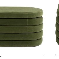 Jennifer Taylor Home Fuji 49" Upholstered Oval Storage Bench, Olive Green - Image 3
