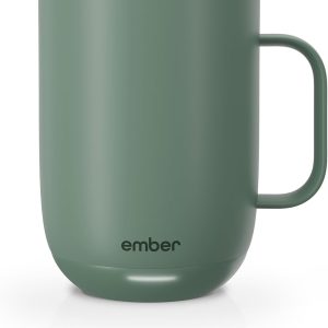 Ember Temperature Control 14oz Smart Mug 2, App-Controlled and Rechargeable Heated Coffee Cup Warmer with Intelligent LED Display, Sage Green.
