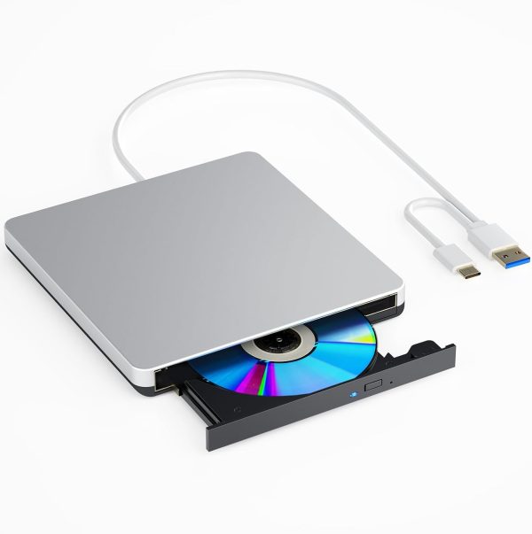 External Blu ray Drives Read/Write Compatible with Blu ray Burner Compatible USB 3.0/Type-C/Win7-11 OS Compatible with Read BD/DVD/CD Comes with English Manual and One-Year Warranty（Silver）