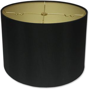 Royal Designs, Inc. HB-610-10BLK/GL Shallow Drum Hardback Lamp Shade, 9 x 10 x 7, Black with Gold
