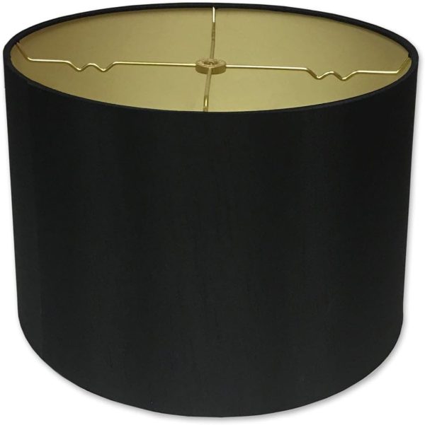 Royal Designs, Inc. HB-610-10BLK/GL Shallow Drum Hardback Lamp Shade, 9 x 10 x 7, Black with Gold