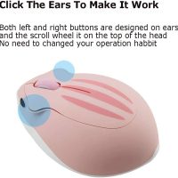 2.4GHz Wireless Mouse Cute Hamster Shape Less Noice Portable Mobile Optical 1200DPI USB Mice Cordless Mouse for PC Laptop Computer Notebook MacBook Kids Girl Men Women Adults Gift (Pink) - Image 5