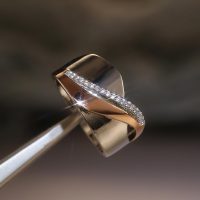 Metal Two-Tone Silver Color and Rose Gold Rings for Women Tiny Zirconia Jewelry for Daily Party - Image 4