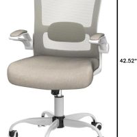 Mimoglad Home Office Chair, High Back Desk Chair, Ergonomic Mesh Computer Chair with Adjustable Lumbar Support and Thickened Seat Cushion (Modern, Beige) - Image 2