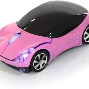 Pink Wireless Car Mouse - 2.4G Wireless with USB Receiver, Optical Mouse for PC, Laptop, Tablet - Win XP/Vista/7/ME/2000/Mac OS