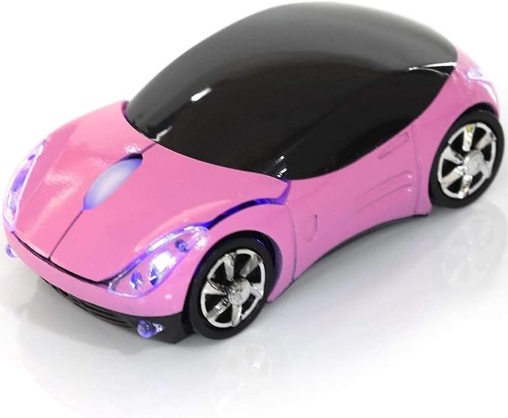 Pink Wireless Car Mouse – 2.4G Wireless with USB Receiver, Optical Mouse for PC, Laptop, Tablet – Win XP/Vista/7/ME/2000/Mac OS