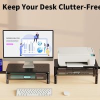 Zimilar Monitor Stand Riser with Metal Mesh Drawer, Height Adjustable with Phone Holder for Computer, Laptop, Printer, Notebook, Computer Monitor Stand with Storage - Image 2