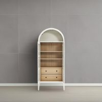 Modway EEI-6639-WHI-OAK Nolan Tall Arched Storage Display Cabinet, White Oak - Image 2