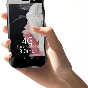 Mini Phone 4G Unlocked Smartphone 3.0" HD Android Face ID Dual Sim Quad Core 2600mAh Kids Mini Premium Child Small Compact Mobile Student Pocket Cellphone, 3+32GB(Cool Black)