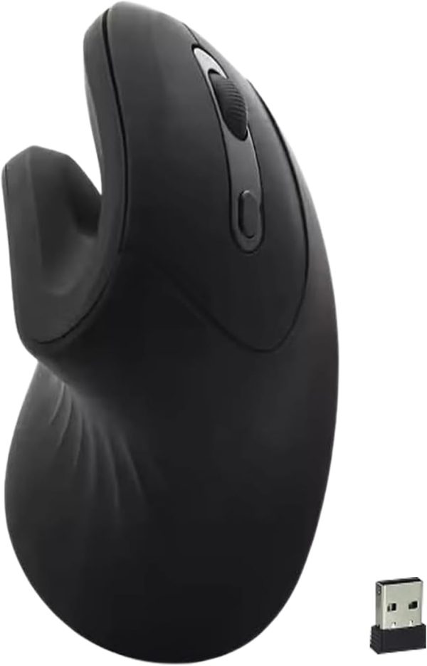 Ergonomic Mouse, Vertical Wireless Mouse - 2.4ghz Optical Vertical Mice, Comfort Grip Design to Reduce Muscle Strain, Buttons Wireless Mouse for Laptop, Desktop, Pc, Macbook – Black