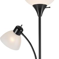 GLOBE Electric 67135 72" Torchiere Floor Lamp and Adjustable Reading Light, Matte Black, Frosted Shade, Dual Rotary Switch, 3-Step Dimming, Modern Lighting for Living Room or Office - Image 6