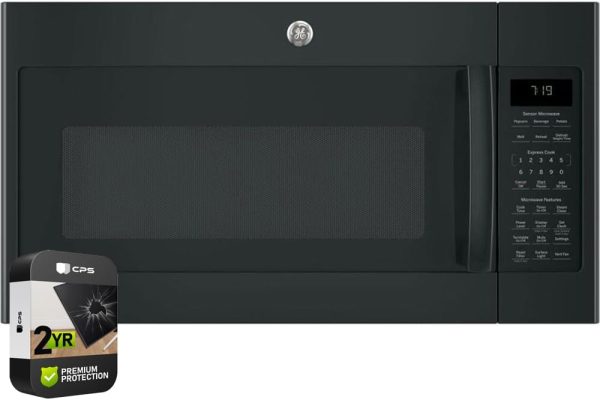 GE JVM7195DKBB 1.9 Cu. Ft. Over-the-Range Microwave Black Bundle with 2 YR CPS Enhanced Protection Pack