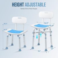 OasisSpace Heavy Duty Shower Chair with Back 500lb, EVA Padded Bath Seat with Height Adjustable Tube- Medical Tool Free Anti-Slip Shower Bench Bathtub Stool for Elderly, Senior, Handicap & Disabled - Image 3
