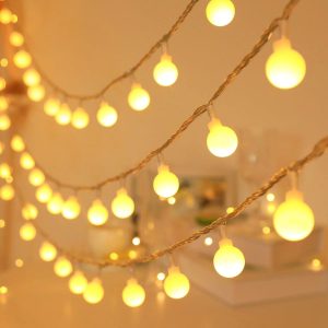 Globe String Lights 49 Feet 100 led,8 Modes Fairy Lights Plug in,Indoor Lights for Bedroom,Classroom,Outdoor Lights for Patio,Garden,Party,Wedding-Warm White