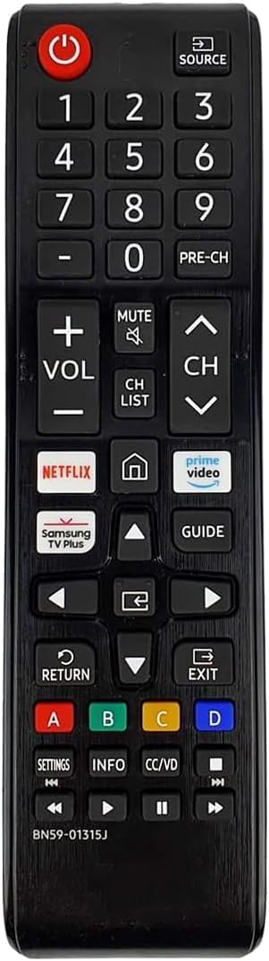 BN59-01315J Replacement Remote Control Applicable for Samsung UHD Curve Ultra HDTV LED 6 7 8 Series TV, with Netflix/Prime Video/Samsung TV Plus Short Keys