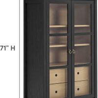 Modway EEI-6639-BLK-OAK Nolan Tall Arched Storage Display Cabinet, Black Oak - Image 2
