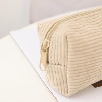 Shark Embroidery Corduroy Pencil Case, Cute Pen Bag with Zipper, Soft Stationery Organizer Pouch for School, Multi-Color Pouch - Image 3