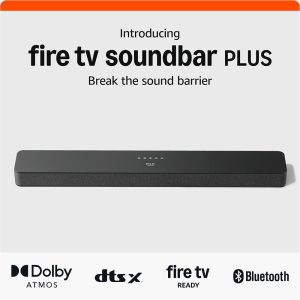Amazon Fire TV Soundbar Plus (newest model) with built-in subwoofer, 3.1 channel, Dolby Atmos, clear dialogue