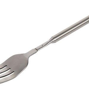 Telescopic Extendable Stainless Steel Cutlery Fork, Lightweight Portable Long Handle, Adjustable Length 22~64cm, for BBQ Dinner Dessert