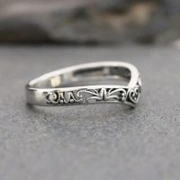 Ancient Slivery Hollow Heart Engagement Rings Wedding Bridal Band Promise Rings Evening Parties Anniversary Valentine's Day Gifts Eternity Bands for Women - Image 5
