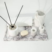 Real Luxurious Vanity Tray Natural Genuine Marble Storage Tray for Home Decor Stone Tray for Bathroom/Kitchen/Vanity/Dresser Non-Resin/Non-Ceramic(Lilac) - Image 5