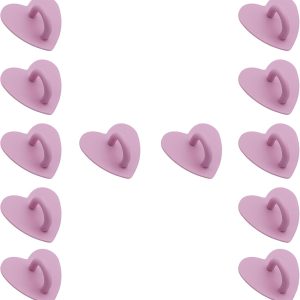 12 Pcs Metal Phone Finger Grip Hook Adhesive Heart Shaped Phone Charm Hook Smartphones Accessories Charm Loop Stand Keychain Ring Smartphones Holder Heart Pad Ring for DIY Hanging Supplies (Pink)