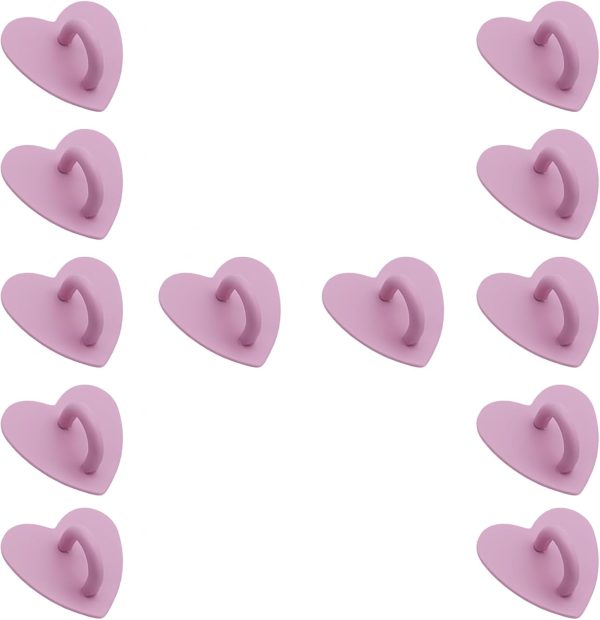 12 Pcs Metal Phone Finger Grip Hook Adhesive Heart Shaped Phone Charm Hook Smartphones Accessories Charm Loop Stand Keychain Ring Smartphones Holder Heart Pad Ring for DIY Hanging Supplies (Pink)