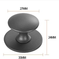 2-Pack Black Stainless Steel Self-Adhesive Door Handles - No Drill Installation, Universal for Cabinet/Drawer/Glass Door, Modern Round Design - Image 2
