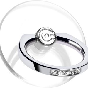 Transparent Phone Ring Holder Grip - EI Sonador Clear Cell Phone Ring Stand Holder Finger Grip Kickstand 360° Rotation, Compatible with Most of Phones, Tablets and Case (2 Silver Diamond)