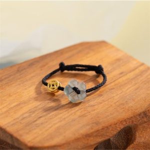 Rope Ring Thin Ropes Handmade Braided Rope Bracelet Adjustable Flower(3)