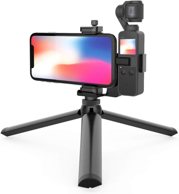 Smatree OSMO Pocket 2 Phone Holder Set Expansion Accessories with 1/4" Thread Screw and Tripod Compatible with DJI OSMO Pocket 2/ OSMO Pocket and Smartphone