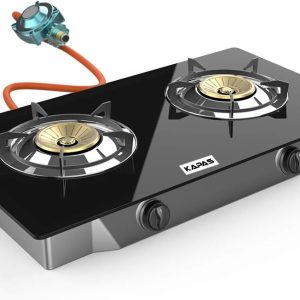 Outdoor & Indoor Portable Propane Stove, Single & Double Burners with Gas Premium Hose for Backyard Kitchen, Camping Grill, Hiking Cooking, Outdoor Recreation (RQ62-LARGE,2Burners)