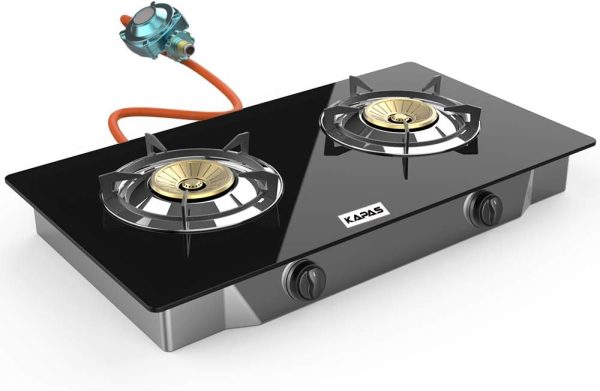 Outdoor & Indoor Portable Propane Stove, Single & Double Burners with Gas Premium Hose for Backyard Kitchen, Camping Grill, Hiking Cooking, Outdoor Recreation (RQ62-LARGE,2Burners)