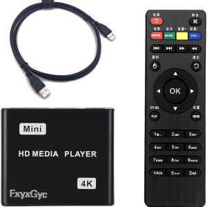 4K Ultra HD Digital Media Player, Supports USB Drive, SD Card, 4K@30Hz Output,H.265/H.264/AVC Decoding MP4/MKV/MP3/TS/Rmvb/Mov/JPG for Advertising Playback Multimedia TV Playback.