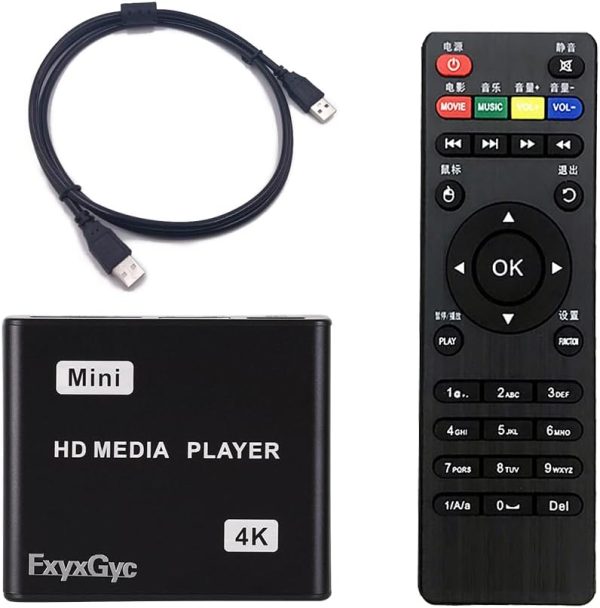 4K Ultra HD Digital Media Player, Supports USB Drive, SD Card, 4K@30Hz Output,H.265/H.264/AVC Decoding MP4/MKV/MP3/TS/Rmvb/Mov/JPG for Advertising Playback Multimedia TV Playback.
