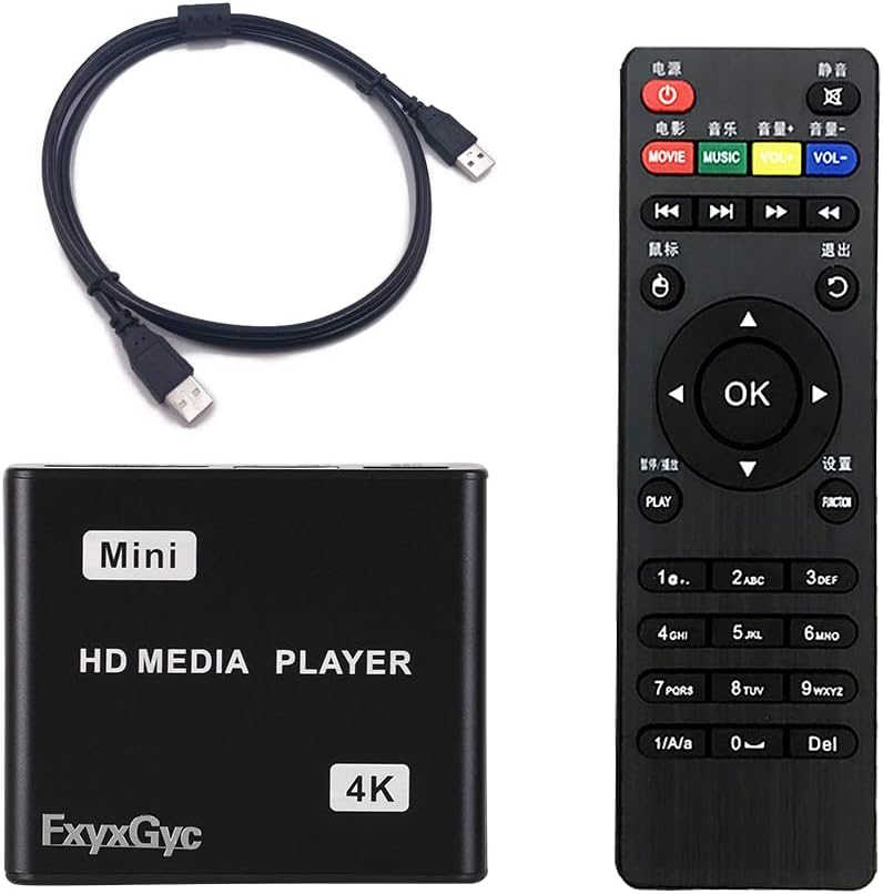 4K Ultra HD Digital Media Player, Supports USB Drive, SD Card, 4K@30Hz Output,H.265/H.264/AVC Decoding MP4/MKV/MP3/TS/Rmvb/Mov/JPG for Advertising Playback Multimedia TV Playback.