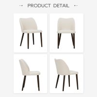 COLAMY Upholstered Dining Chairs Set of 4, Modern Fabric Dining Room Kitchen Side Chair with Padded Seat and Wood Legs for Restaurant/Cafe, Beige - Image 5