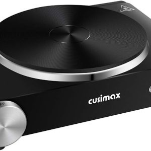 CUSIMAX Electric Hot Plate for Cooking Portable Single Burner 1500W Cast Iron hot plates Heat-up in Seconds Adjustable Temperature Control Stainless Steel Non-Slip Rubber Feet Upgraded Version B101