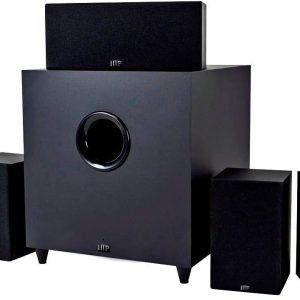 Monoprice Premium 5.1 Channel Home Theater System with Subwoofer - 100 Watt Speakers, 200 Watt Subwoofer, Black