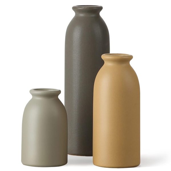 CWLWGO-Ceramic Matte Vase for Home Decor, Modern and Minimalist Decorative Vases Set. Farmhouse Decor,Living Room Tabletop, Bookshelf Centerpiece Decoration,Boho Decor.（Matte Multi）…
