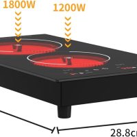 VBGK Electric Cooktop,12 Inch Built-in Radiant Electric Stove Top,110V 2100W 2 burner cooktop With 9 Heating Level, Timer & Kid Safety Lock, Sensor Touch Control 2 burner Induction Cooktop - Image 9