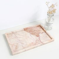 Real Luxurious Natural Marble Vanity Tray Genuine Marble Storage Tray for Home Decor Stone Tray for Bathroom/Kitchen/Vanity/Dresser Non-Resin/Non-Ceramic/Cream Rose - Image 7