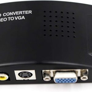 PC Laptop Composite Video TV RCA Composite S-Video AV in to PC VGA LCD Out Converter Adapter Switch Box Black