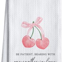 Pink Bow Cherry Christian Kitchen Towels,Trendy Hand Towel Gifts for Women,Coquette Bible Decorative Dish Towels for Cooking Baking Wiping - Image 4