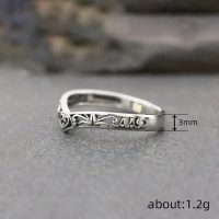 Ancient Slivery Hollow Heart Engagement Rings Wedding Bridal Band Promise Rings Evening Parties Anniversary Valentine's Day Gifts Eternity Bands for Women - Image 2