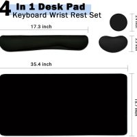 Large Mouse Pad and Keyboard Wrist Rest, Desk Pad for Keyboard and Mouse, 4-in-1 Large Gaming Mouse Pad with Wrist Support, Desk Mat for Home Office Study Game-Black - Image 5
